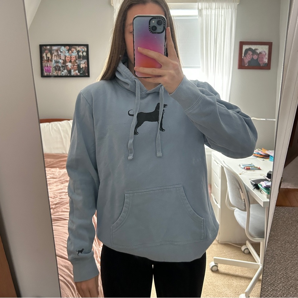 light blue black dog women’s hoodie sweatshirt🩵